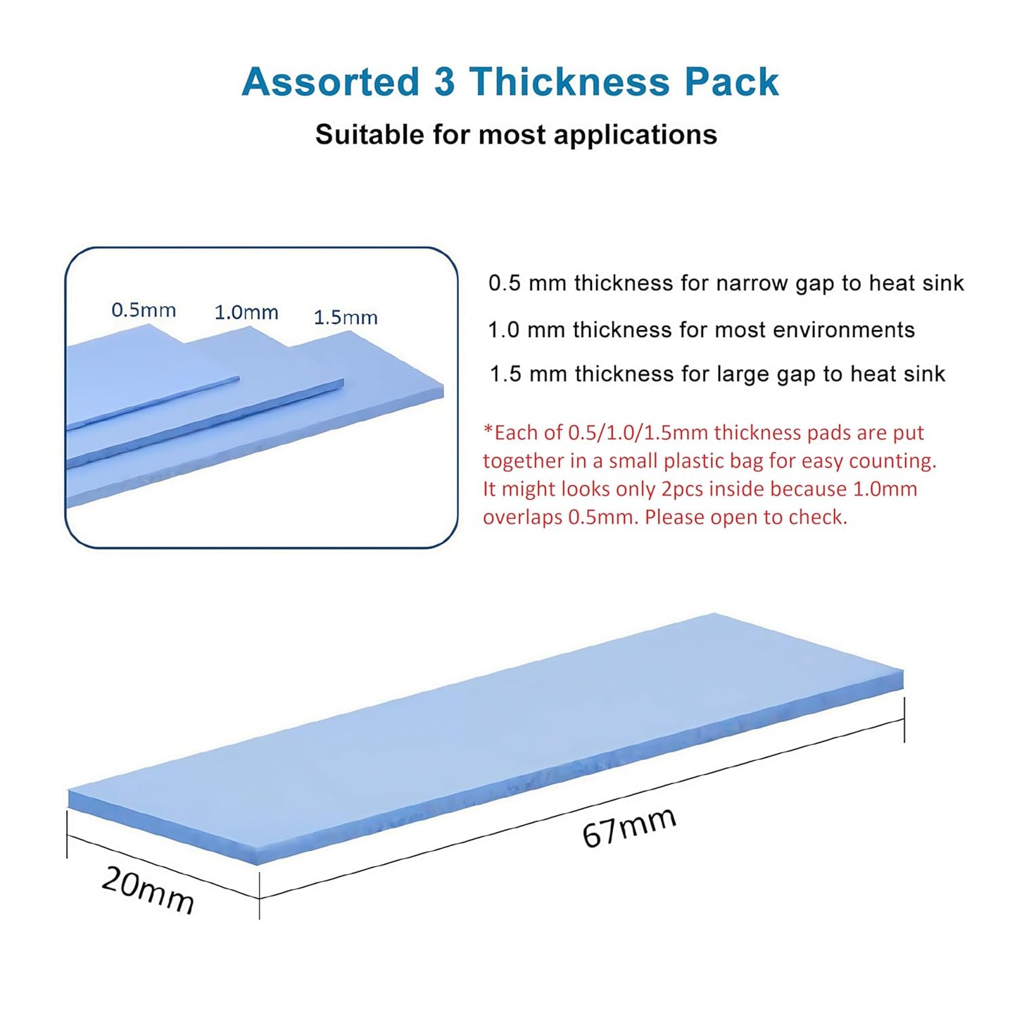 A ADWITS [ 6-Pack ] Thermal Conductive Silicone Pads, Soft Safe Simple to Apply for SSD CPU GPU LED IC Chipset Cooling -Blue