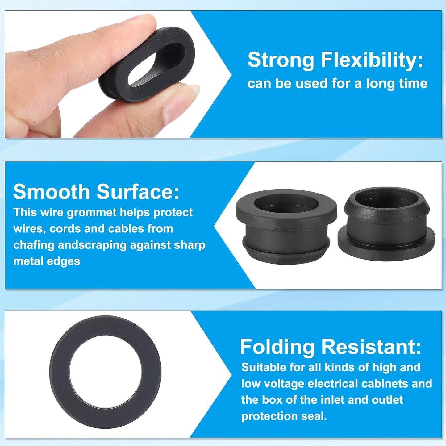 PATIKIL 25mm / 1 Inch Drill Hole,13/16 Inch ID Rubber Grommets, 3Pcs Top Hat Grommet for Wiring Eyelet Ring Gasket Automotive Firewall Cable Hole Plugs Wires Protection, Black