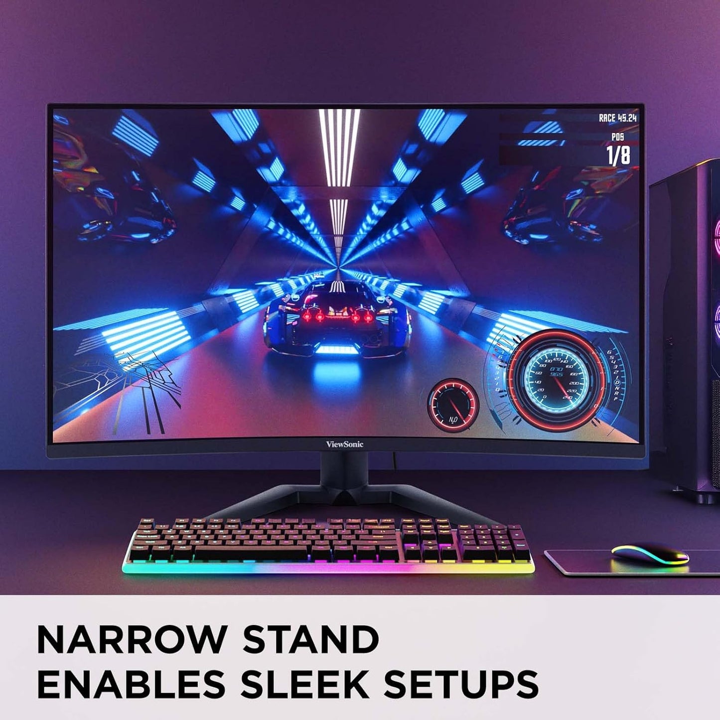 ViewSonic VX3228C-2K 32 Inch 1440p Curved Gaming Monitor with 1ms, 180Hz, FreeSync, Eye Care, HDMI, and DisplayPort Inputs