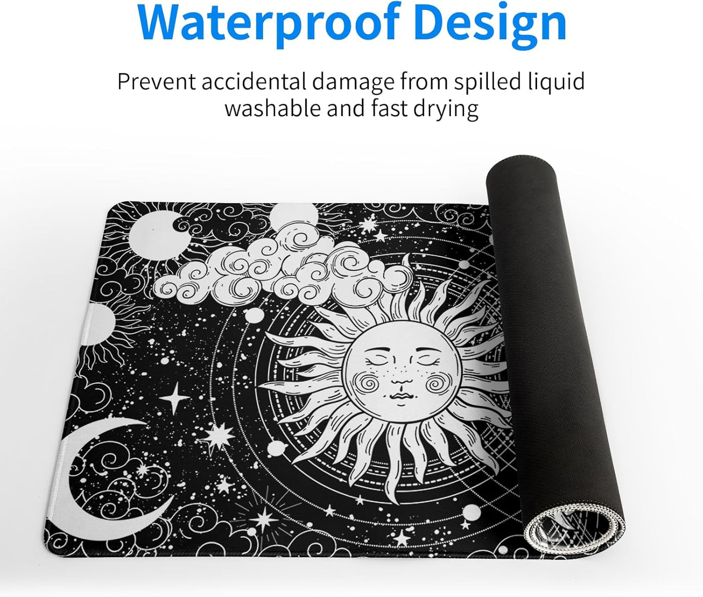 Magic Astrology Extended Big Mouse Pad Large, Gaming Mouse Pad Desk Pad,31.5x11.8 Inch Long Computer Keyboard Mouse Mat Black Mousepad with 3mm Non-Slip Base and Stitched Edge for Gaming and Office