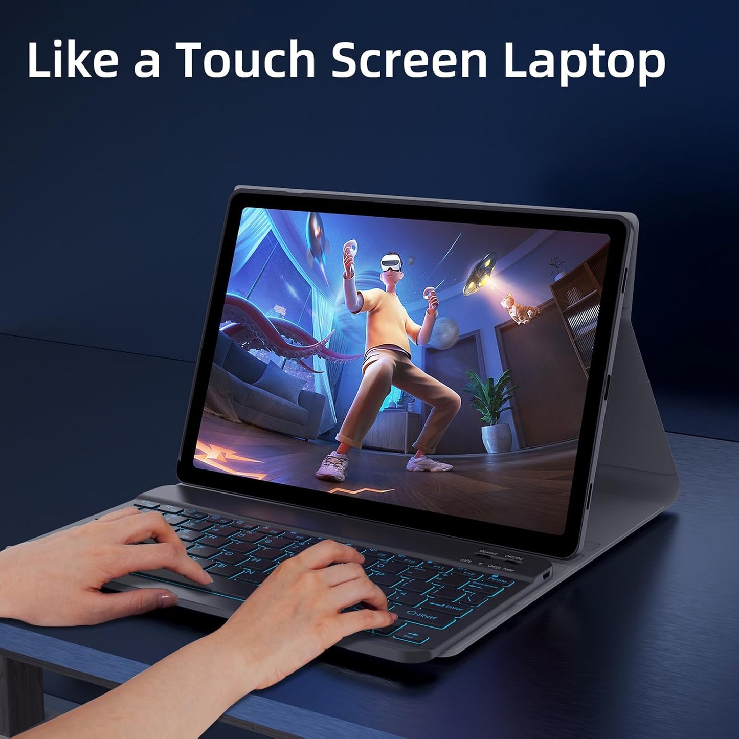 Backlit Keyboard Case for Samsung Galaxy Tab S10 FE/S9 FE 5G 10.9"/ Tab S9 11", Smart Case with 7 Colors Backlight Detachable Wireless Keyboard Cover with S Pen Holder,Magnetic Detachable,Black