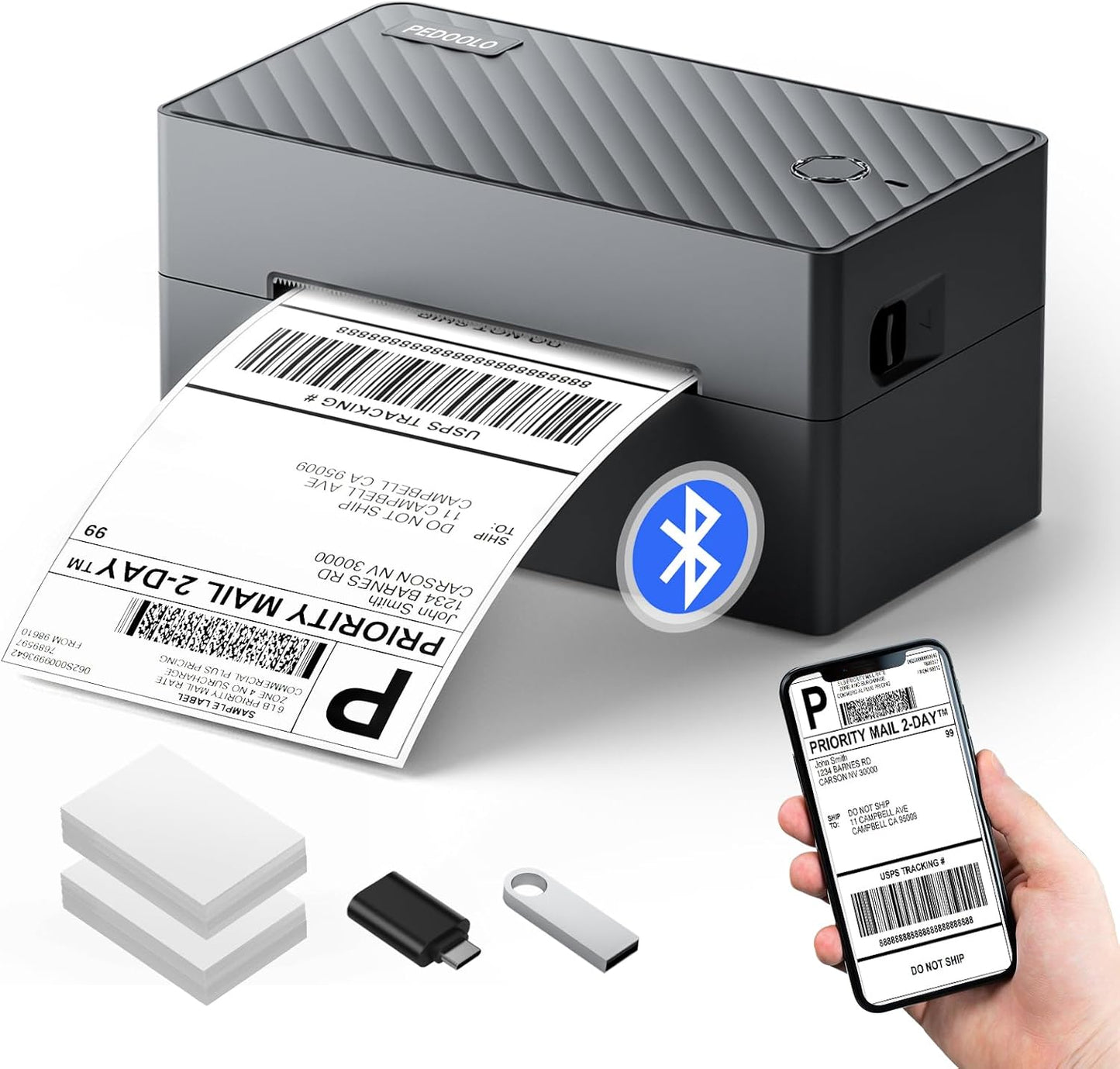 Label Printer, 4x6 Shipping Label Thermal Printer for Packages, Bluetooth Conection and Compatible with Android. iPhone.Windows, Mac, Chromebook, Amazon, Ebay, UPS.USPS, FedEx, Shopify
