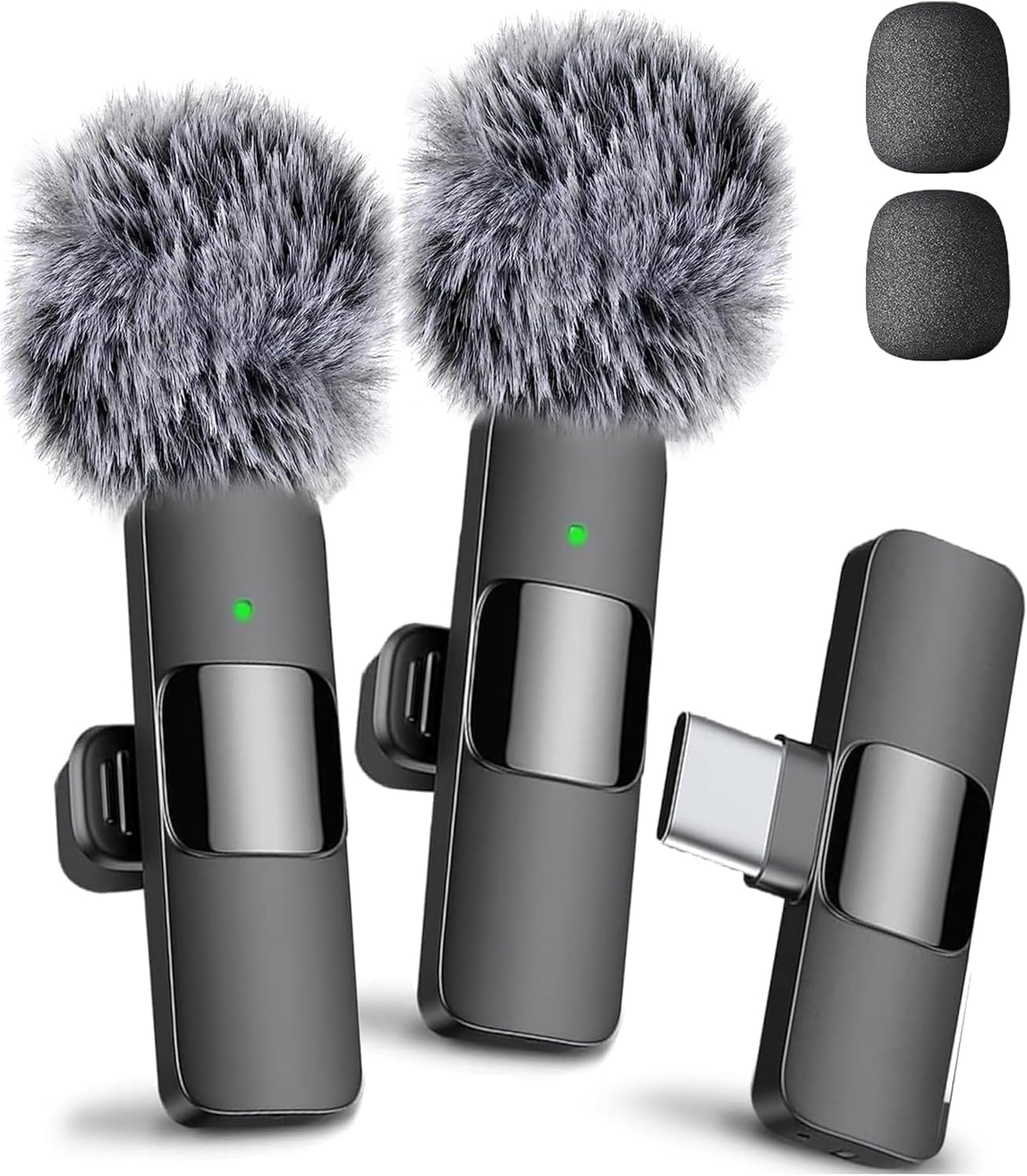Mini Mic Pro Wireless Microphone for iPhone, iPad, Android, Lavalier Microphone for Video Recording - 2 Pack iPhone Mic Crystal Clear Recording with USB-C for Podcast, ASMR (iPhone 15+ / Android)