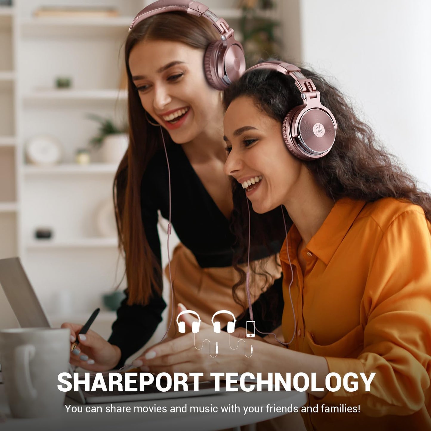 OneOdio Wired Over Ear Headphones Studio Monitor & Mixing DJ Stereo Headsets with 50mm Neodymium Drivers and 1/4 to 3.5mm Jack for AMP Computer Recording Podcast Keyboard Guitar Laptop - Pink