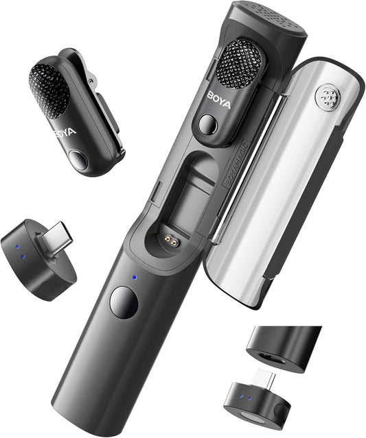 BOYA Magic-05 Wireless Lavalier Microphone, 30Hrs Battery,328FT Los Range, Safety Track &Limiter, Ai Noise Reduction USB-C Wireless Lapel Mini Mic for Android iPhone 16/15 Audio Video Live Broadcast