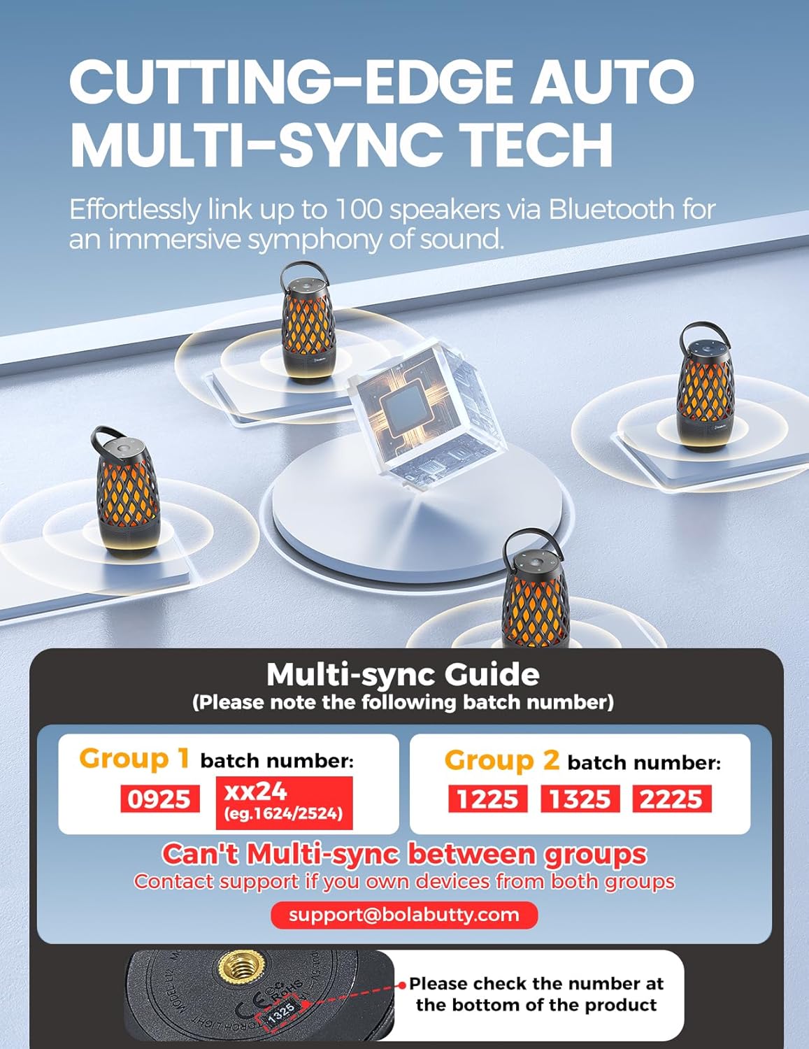 Upgraded Outdoor Speakers Gift for Men Bluetooth Speaker with lights Multi-Sync up to 100 Speakers Auto-Pairing HD Stereo Sound Cool Tech Gadgets for Him IPX5 Waterproof for Outside|Patio|Porch