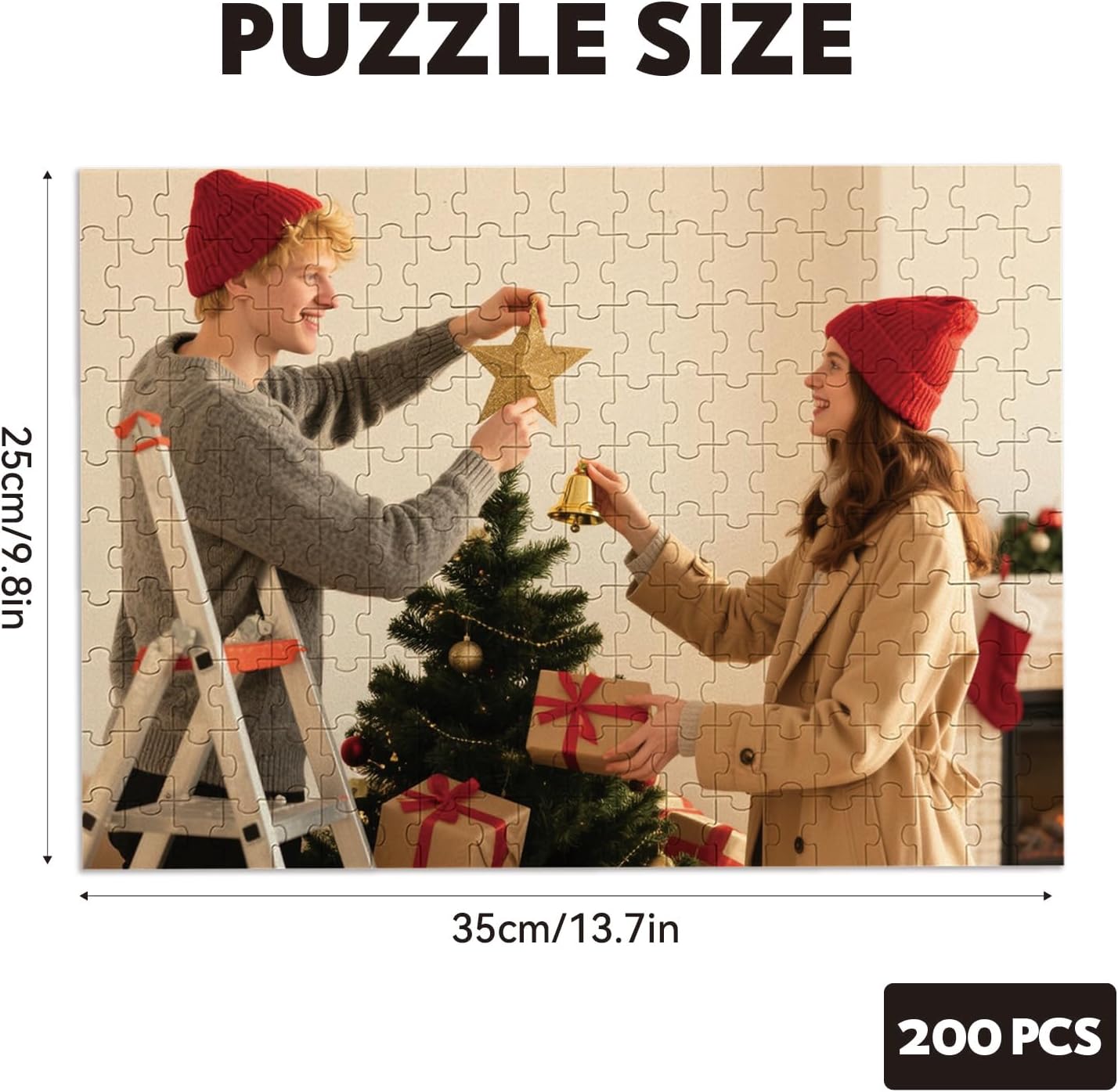 Custom Puzzles from Photos, Personalized Natural Wood Puzzle with 120/200/300/500/1000 Pieces, Customized Jigsaw Create Timeless Memories for Adults, Family, Father's Day, Lover, Pet