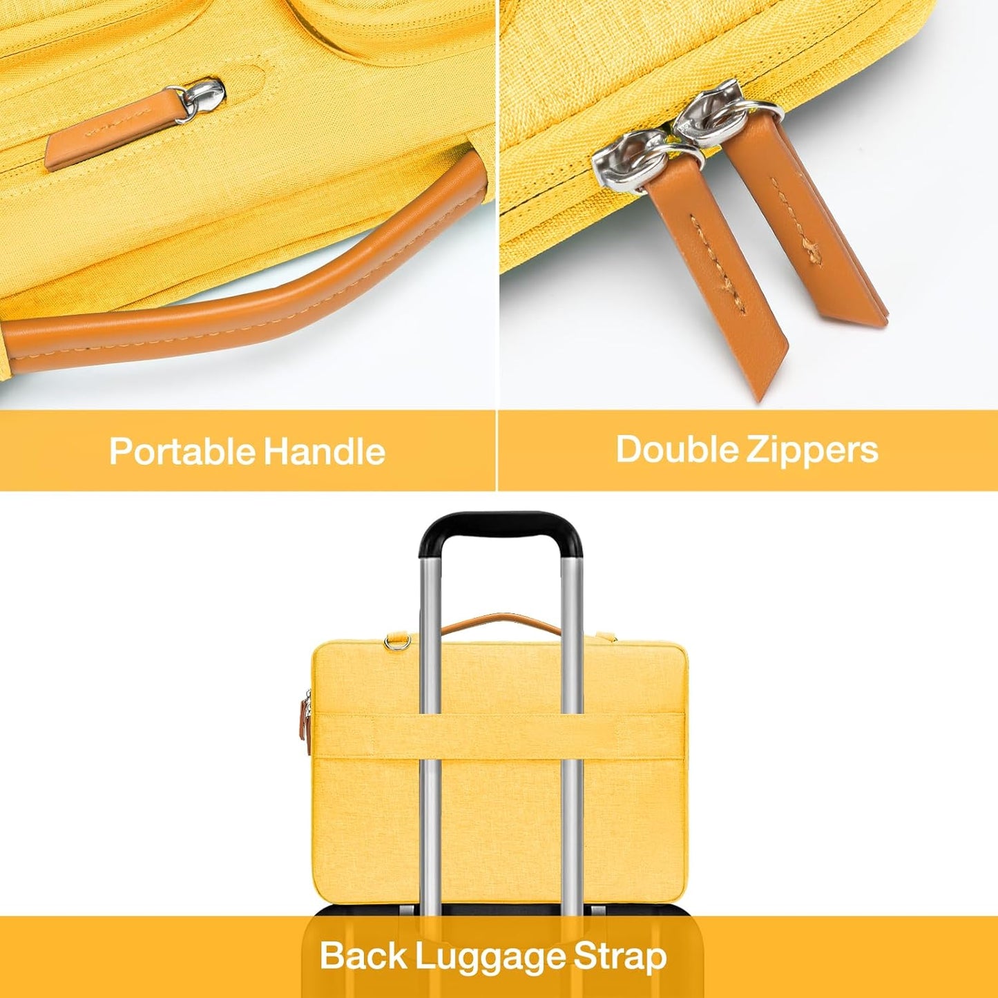 MOSISO 360 Protective Laptop Shoulder Bag,15 inch Computer Bag Compatible with MacBook Air M4 M3 M2/Pro A1990 A1707, Dell XPS Plus,Side Open Messenger Bag with 4 Zipper Pockets&Handle, Yellow