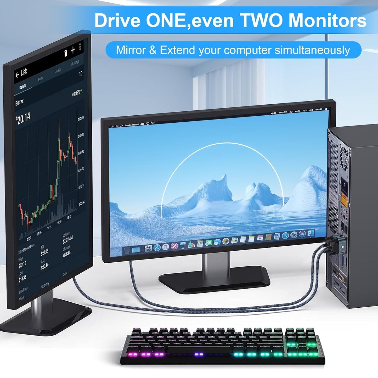 DVI to VGA Cable 10FT, Uni-Directional DVI-D to VGA Adapter Male to Male Gold-Plated Braided 1080P Full HD Cord for HDTV, PC,Laptop, Monitor, Projector