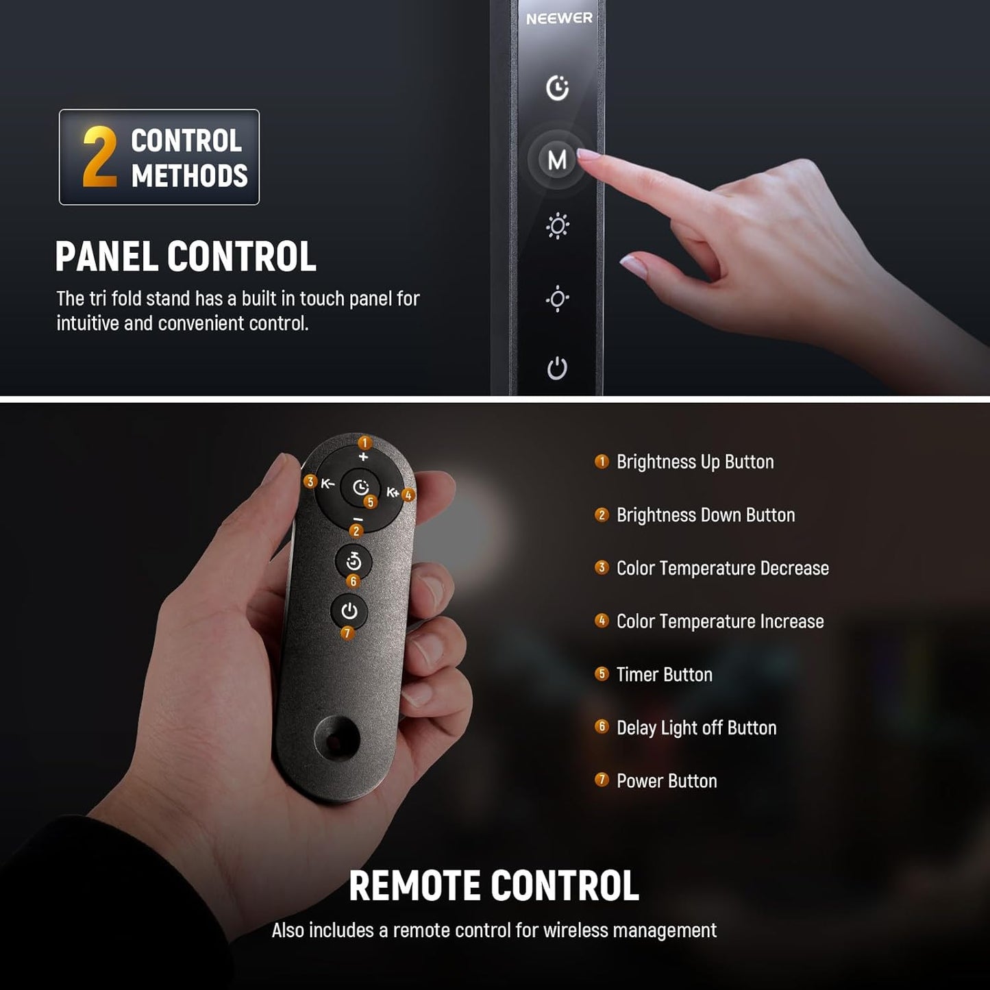 NEEWER Basics 18W 7" Desk Ring Light with Stand, Folding Arm, C Clamp, Full Screen LED Circle Ringlight for Video Conference Lighting Streaming Recording Makeup Phone Selfie Computer Laptop Zoom, R18