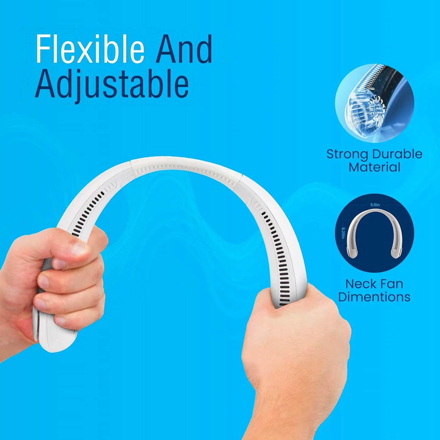 Portable Neck Fan -3 Speed Rechargeable Bladeless Neck Cooler, Quality Comfortable Lightweight, Personal Neck Fan For Women & Men Modern Design, Great Cooling Fan For Travel, Outdoors & Sports