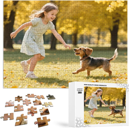 Custom Puzzle, Customize Puzzles from Photos with 120/200/300/500/1000 Pieces, Personalized Wooden Jigsaw Puzzle Gifts for Family, Adults, Christmas, Wedding, Pet