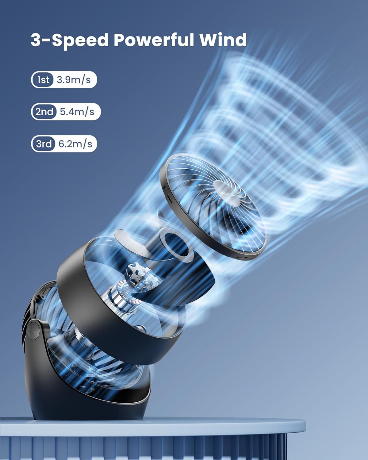 Gaiatop Desk Fan, 5-Inch Portable Electric Table Desktop Air Circulator Fans, Small but Powerful with 3 Speed 360° Adjustable Tilt for Cooling Home Dorm Office Bedroom Bathroom Kitchen, Black