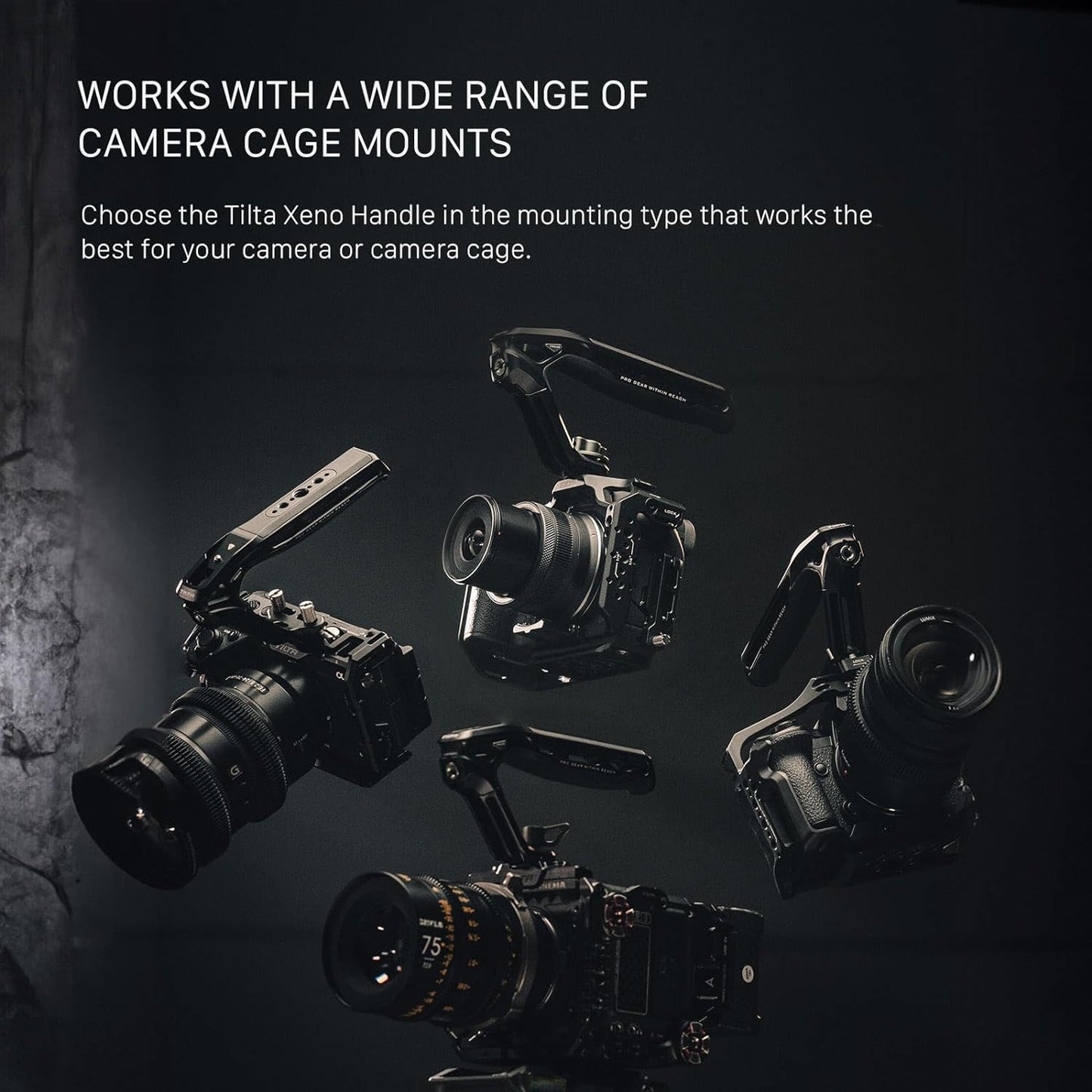 Tilta Xeno Top Handle for Filmmakers & Cameras - Titanium Gray | Aluminum Alloy and Silicone Build | Safety Release Pin | Comfortable Handling (1/4″-20 and 3/8″-16 Threads w/Locating Points)