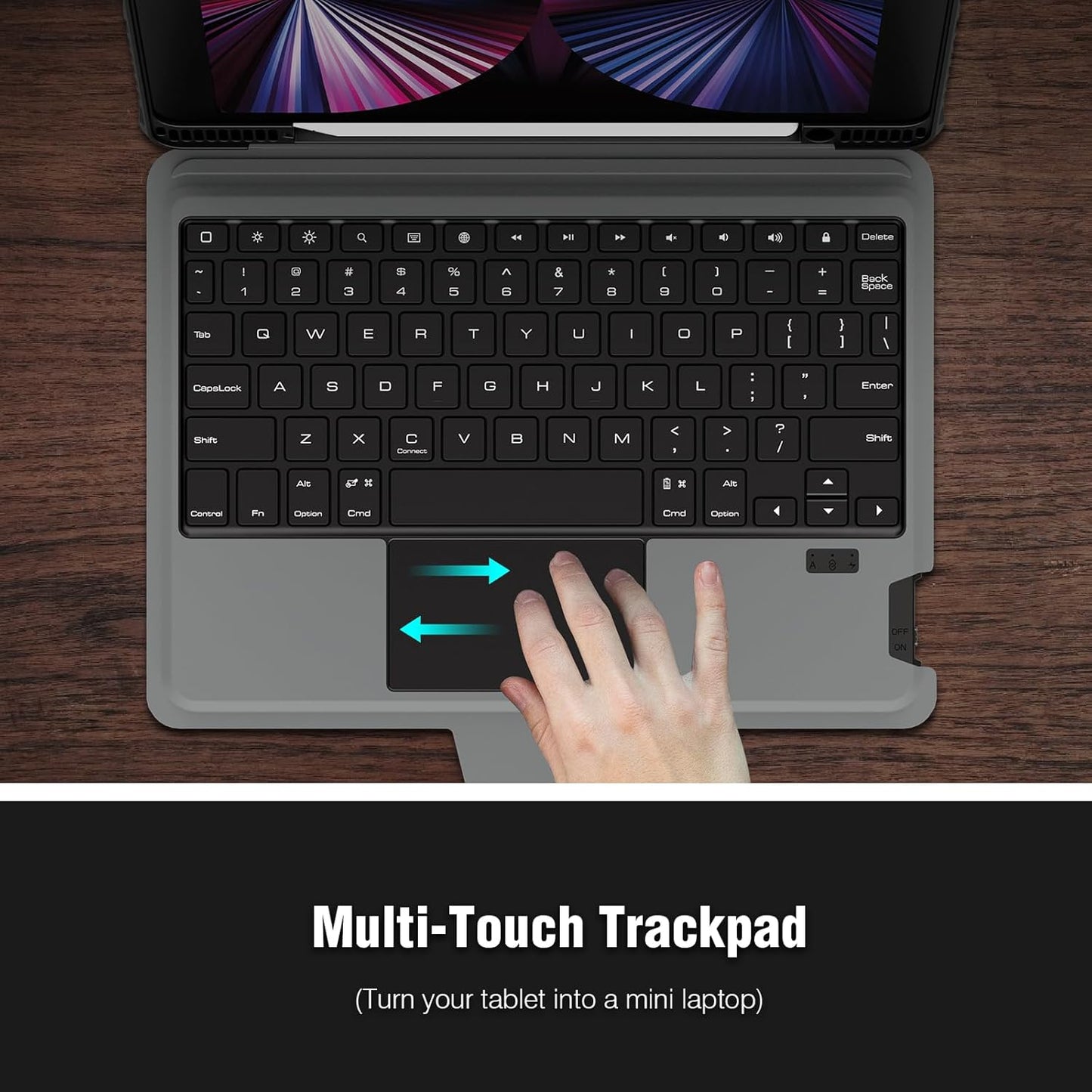 Nillkin iPad Air 13 inch Case Keyboard (M3,2025/M2,2024), Slide Camera Cover, iPad Pro 12.9 Protective Case with 7 Colors Backlit Wireless Detachable Keyboard, Trackpad and Pencil Holder