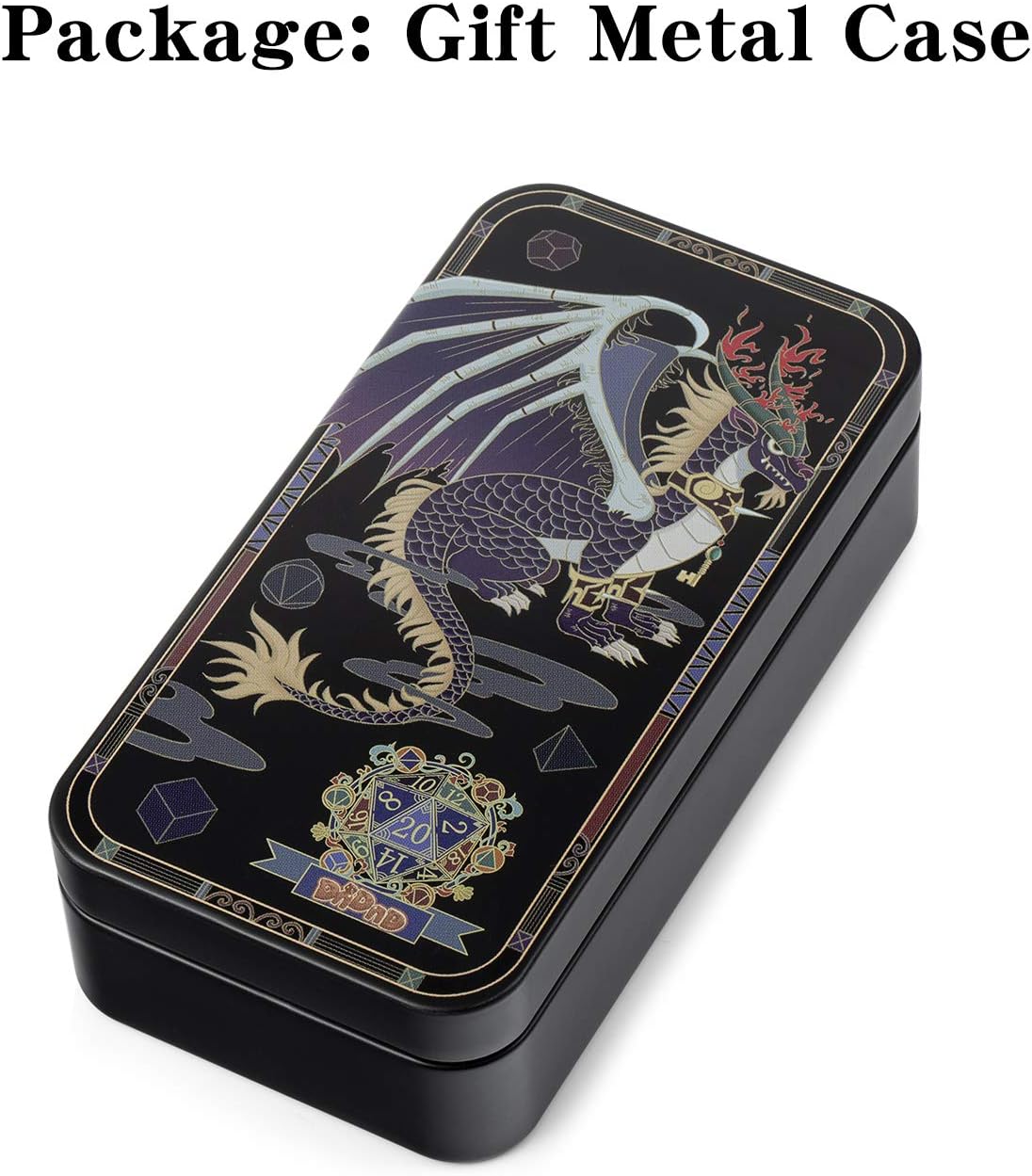 DNDND Metal Dice Set D&D,Glitter Green Heavy DND Dice with Free Metal Case for Role Playing Games Dungeons and Dragons