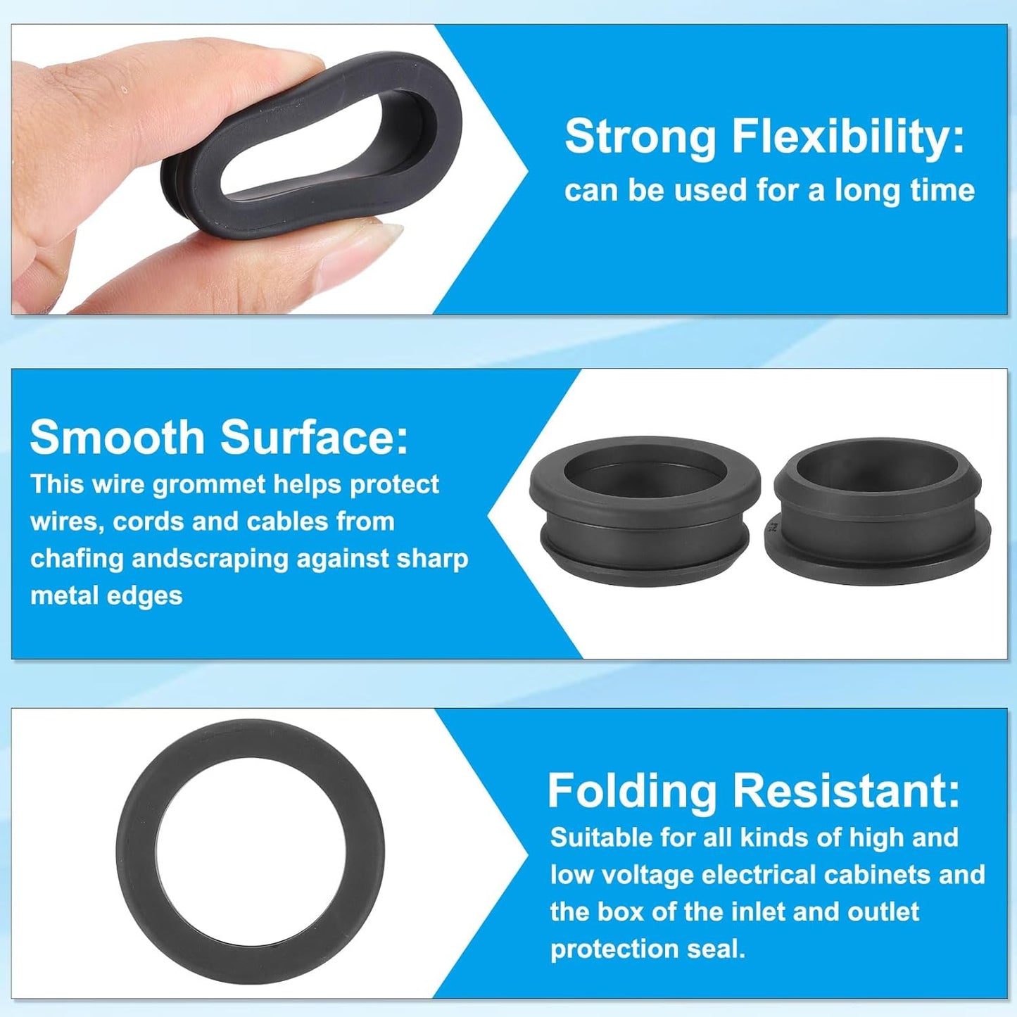 PATIKIL 34.6mm / 1-3/8 Inch Drill Hole,1 Inch ID Rubber Grommets, 3Pcs Top Hat Grommet for Wiring Eyelet Ring Gasket Automotive Firewall Cable Hole Plugs Wires Protection, Black