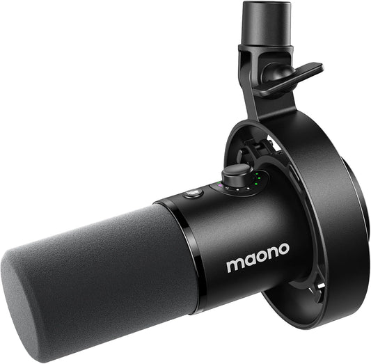 MAONO Dynamic Microphone-XLR USB Podcast Recording Mic: for Vocal Recording, Content Creation, Home Studio, Voiceover, with 192kHz/24bit, Noise Reduction, Mic Gain, Monitoring, Mute (PD300X)