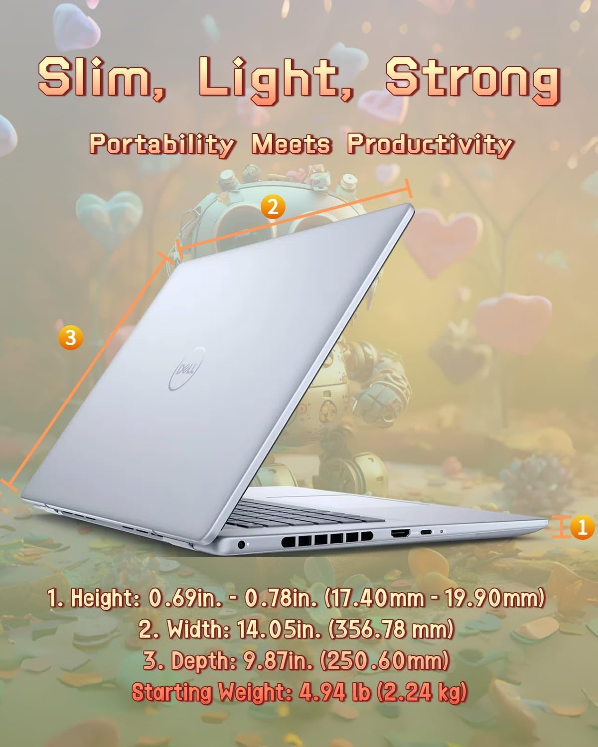 Dell Inspiron 16 Plus Laptop – GeForce RTX 4060, Intel Ultra 7 155H, 16" 2.5K 120Hz Display, Next-Gen AI Copilot, Backlit KB, Win 11 Pro, w/Accessories (64GB DDR5 | 4TB SSD)