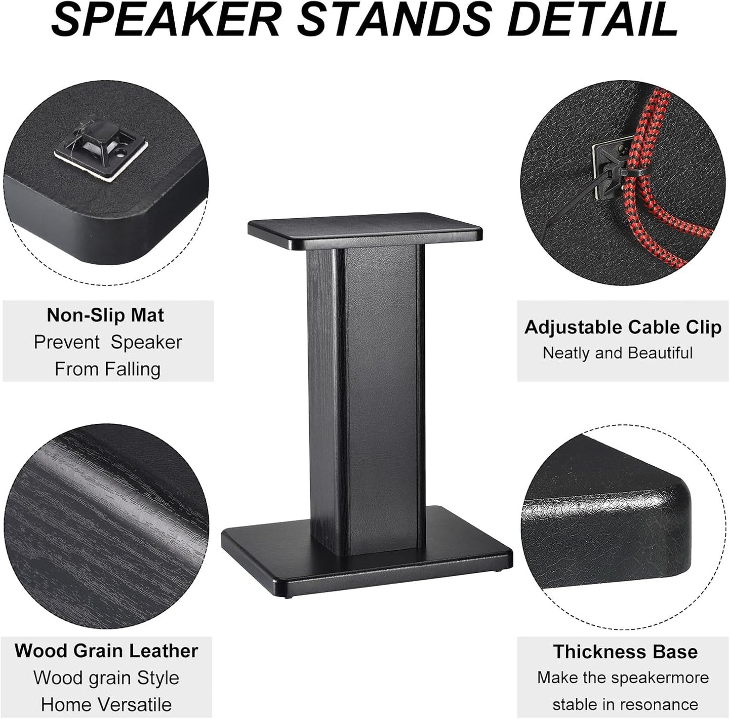 MECCANIXITY Wood Speaker Stands, 2 Pack 15.7 Inch (40cm) Universal Speaker Stand Hollowed Bases Enhanced Audio Listening for Home Theaters Cinema