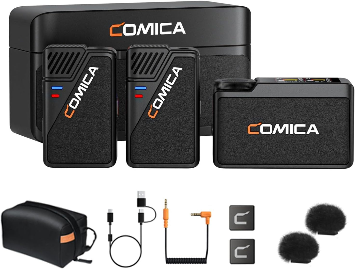 COMICA BooMax Wireless Lavalier Microphone for Cameras, Smartphones, 2.4G Internal Dual Lapel Mic with 32G Storage,Noise Cancellation,IPS Touchscreen for Vlogs, Interviews, Live Streamings,TikTok