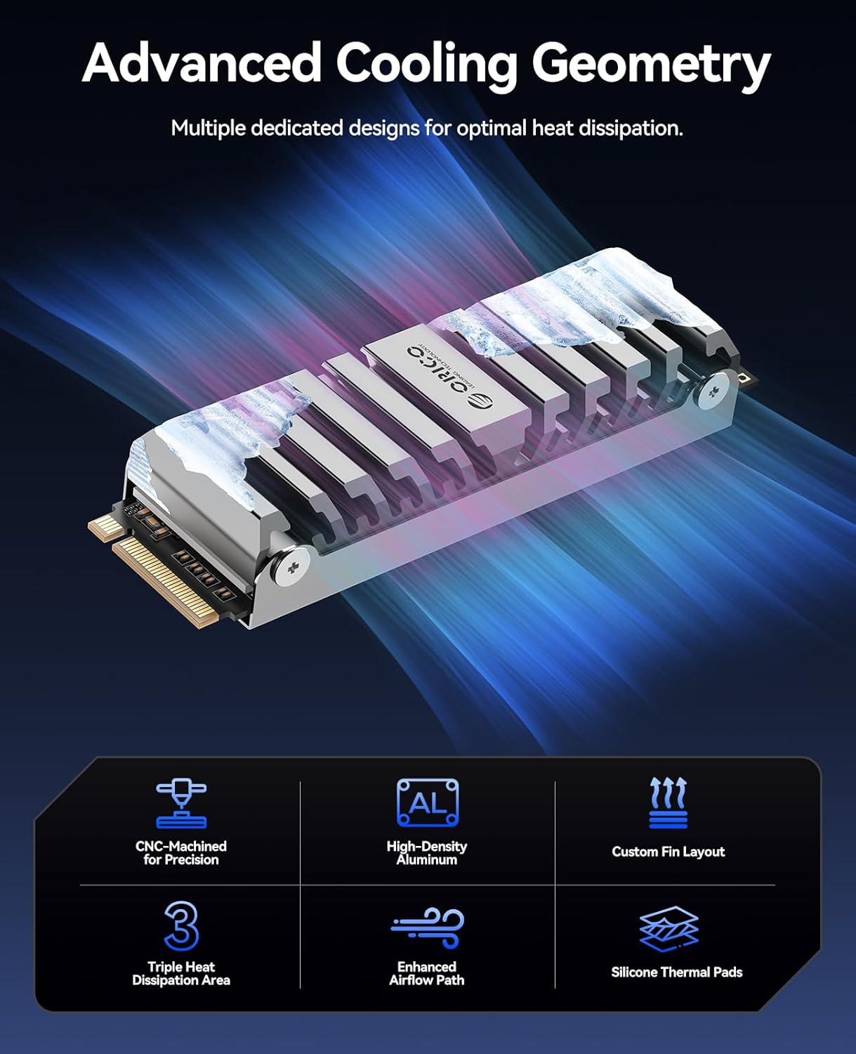 ORICO OS5 4TB M.2 SSD for PS5 Storage Expansion, M.2 PCIe 4.0 NVMe Gaming SSD with TLC NAND, 7450MB/s Read, Pre-Installed Heatsink Designed for PS5 Airflow, Ready for Direct Installation