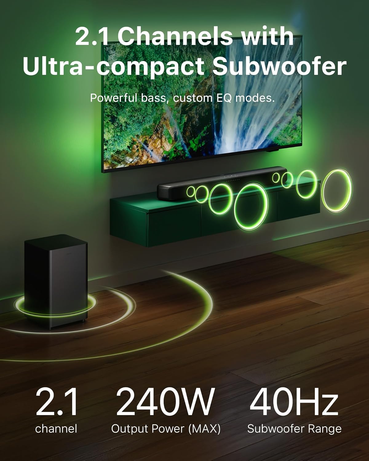 PHILIPS B5309 Soundbar 2.1 with Wireless Subwoofer and Immersive DTS Virtual:X Audio Technology - 240W Max Power, Deep Bass, Bluetooth 5.4, Four EQ Modes, HDMI ARC and USB connectivity - Dark Grey