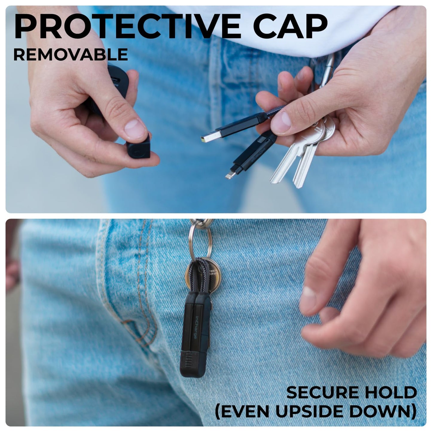 Rolling Square inCharge X, Multi Charging Cable, Portable Keychain Charger Cable, 6-in-1 with 100W Ultra-Fast Charging Power, Saturn Gold, Multi Charger