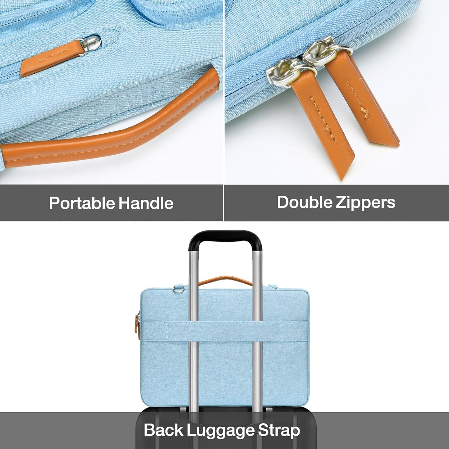 MOSISO 360 Protective Laptop Shoulder Bag,15-15.6 inch Computer Bags Compatible with MacBook Pro 16 inch, HP, Dell, Lenovo, Asus Notebook,Side Open Messenger Bag with 4 Zipper Pockets, Air Blue