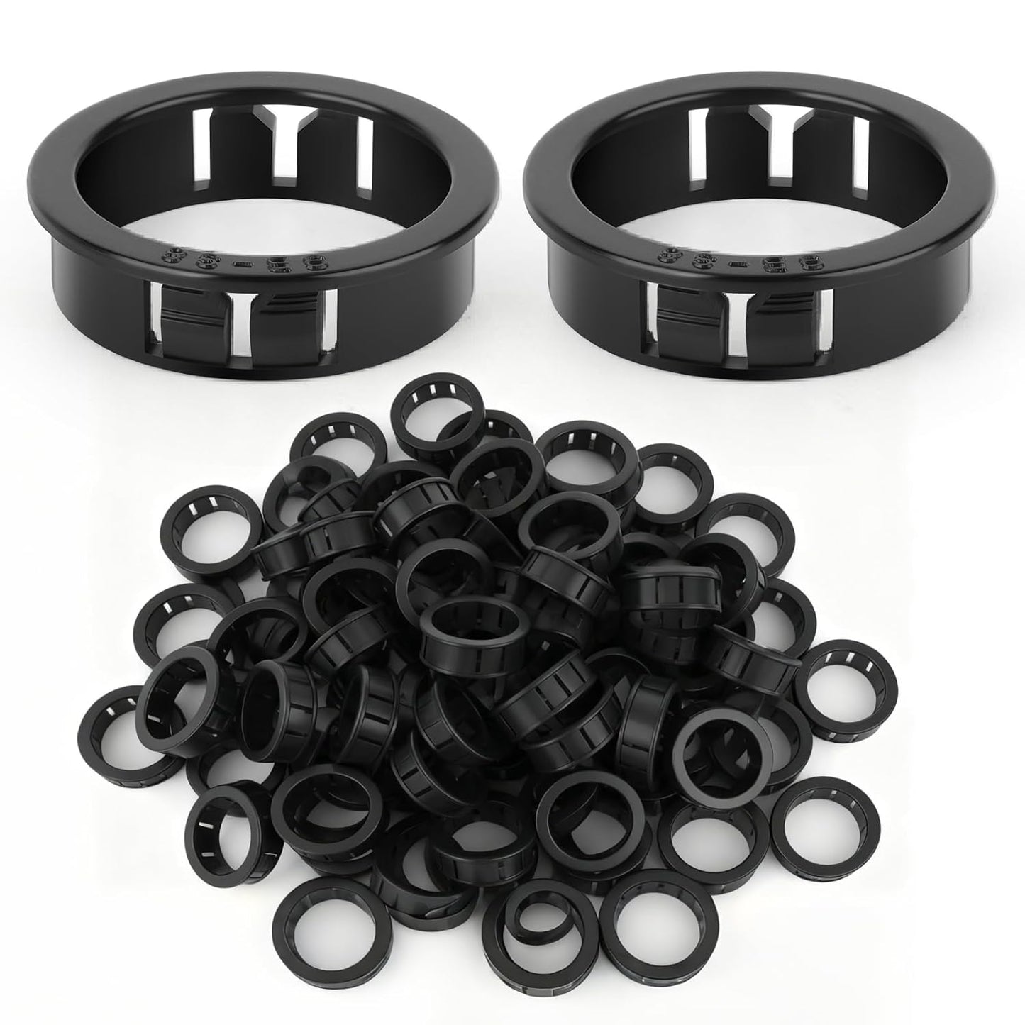 50PCS 1-1/2" Black Cable Snap Bushing Grommet, Snap in Cord Bushing Protect Cables