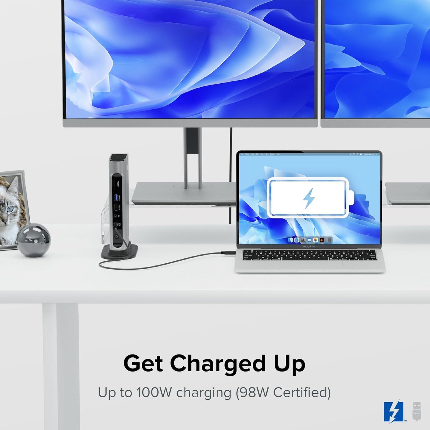 Plugable 16-in-1 Thunderbolt 4 Dock – Dual 4K Monitors for M4 MacBook Air/Pro, 100W Charging, 2X HDMI, 2X DisplayPort, 2.5G Ethernet, 7X USB, MicroSD/SD Card Reader, Audio, Windows & USB4 Compatible