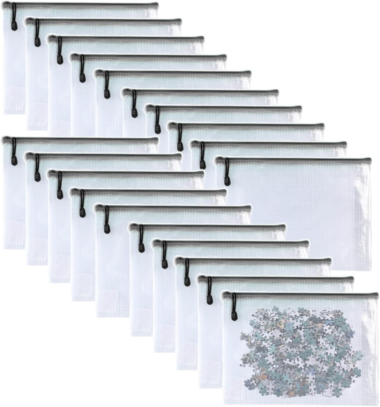 Oaimyy-4 x 6-20 Pcs-Plastic Mesh Zipper Pouch Document Folders Bag Zip File Bags for Office Supplies,Home,Travel Storages,Puzzle Board Games Storage- (Black)