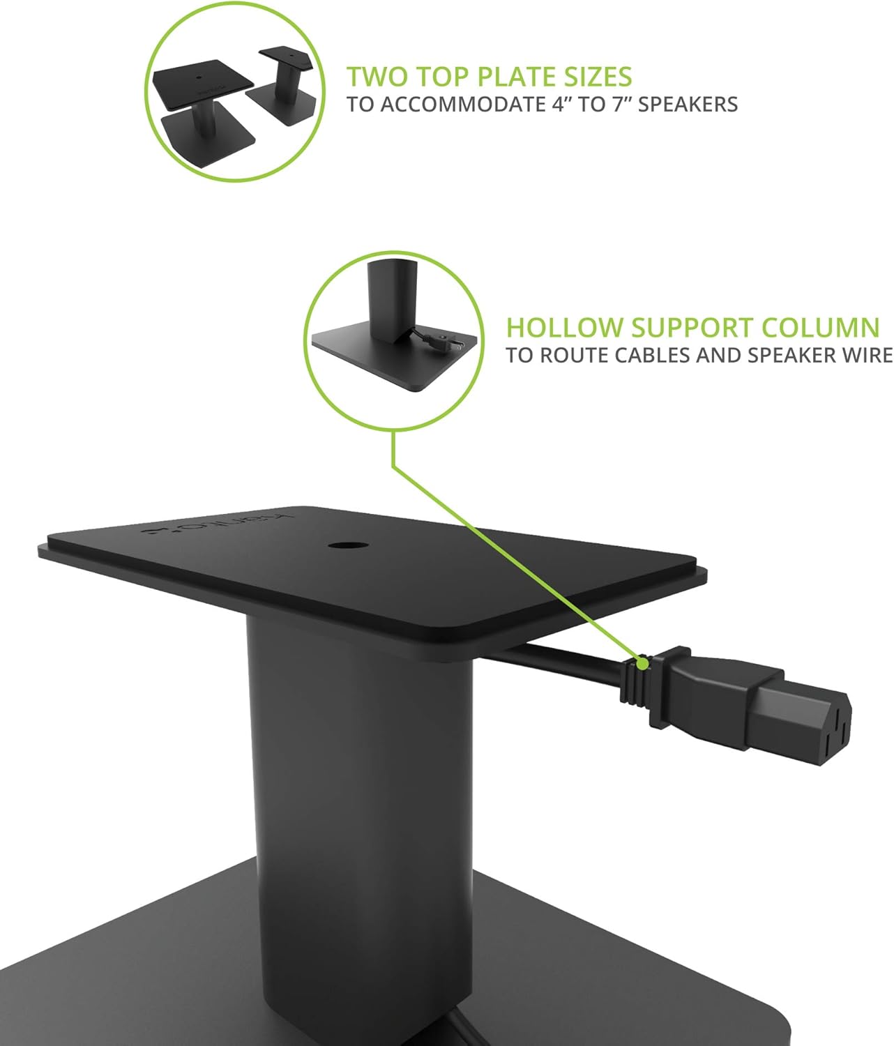 Kanto SP6HD Desktop Speaker Stands for Medium/Large Bookshelf Speakers & Mid-Size/Full-Size 4”-7” Studio Monitors | 6" Tall | Black | Pair