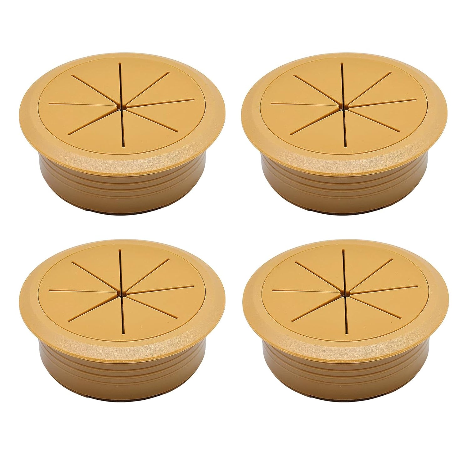 Desk Grommet 2" (50 mm), Desk Hole Cover for Cables Brown, Cable Grommet ABS Plastic, Desk Hole Grommet for Office and Home Table Cable, Detachable & Flexible Cable Cord Organizer-4 Pcs