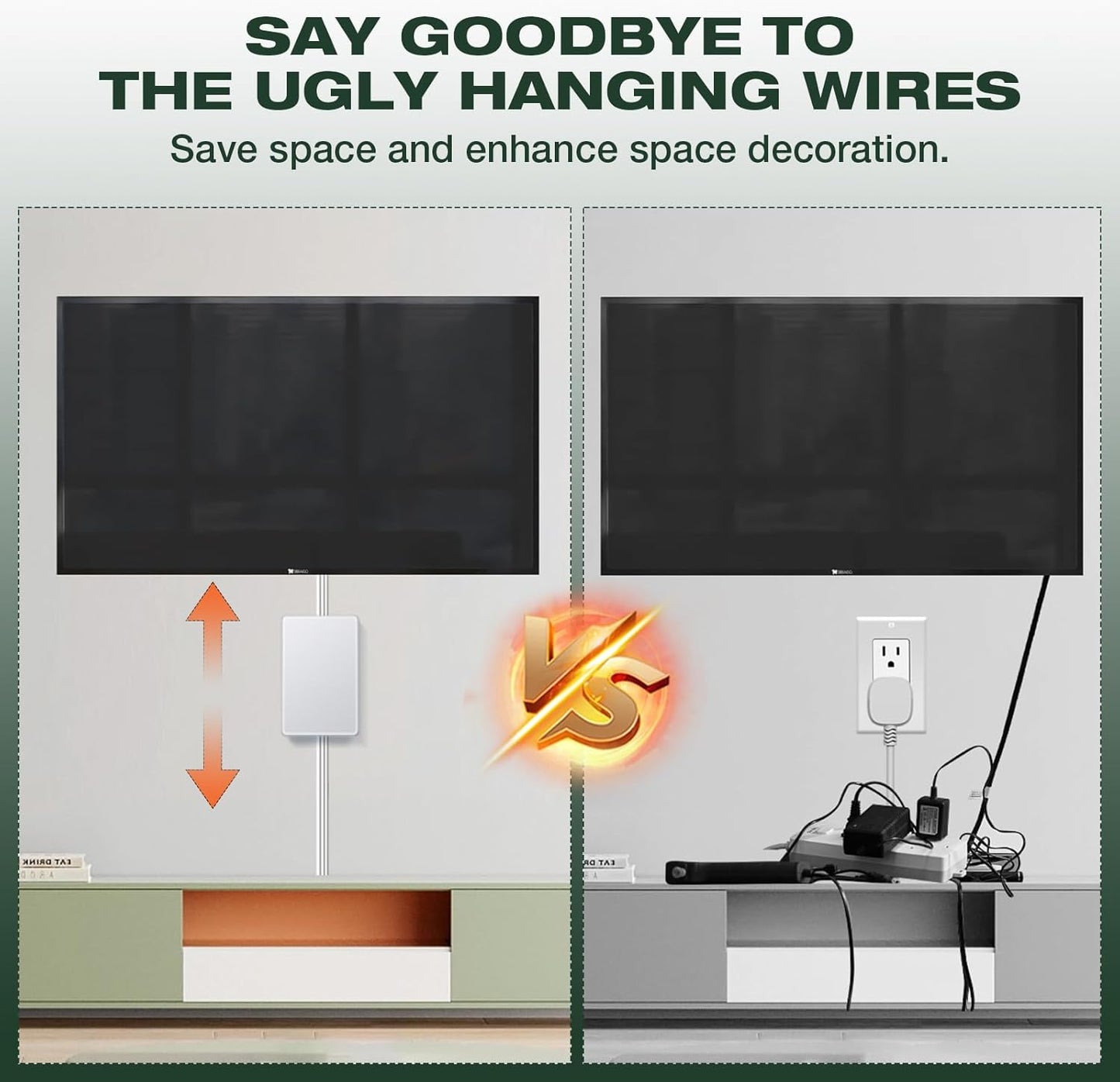 Saker Dual 5ft Flat Extension Cord with 6 Outlets, 1625W | Outlet Cover Extension Cord, Flat Plug, Baby Proof, Universal Size for Home, Kitchen, Office | Safe Outlet Concealer