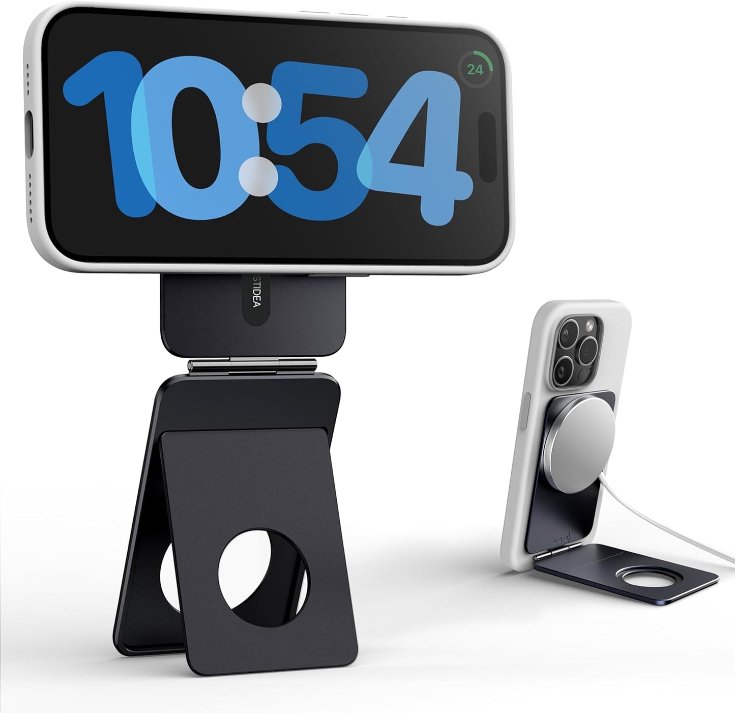 Magnetic Tripod for iPhone, Aluminium Phone Tripod Stand Compatible with Magsafe iPhone 16/15/14/13/12 Series, Foldable Strong Magnetic Phone Stand & Portable Phone Holder, Black