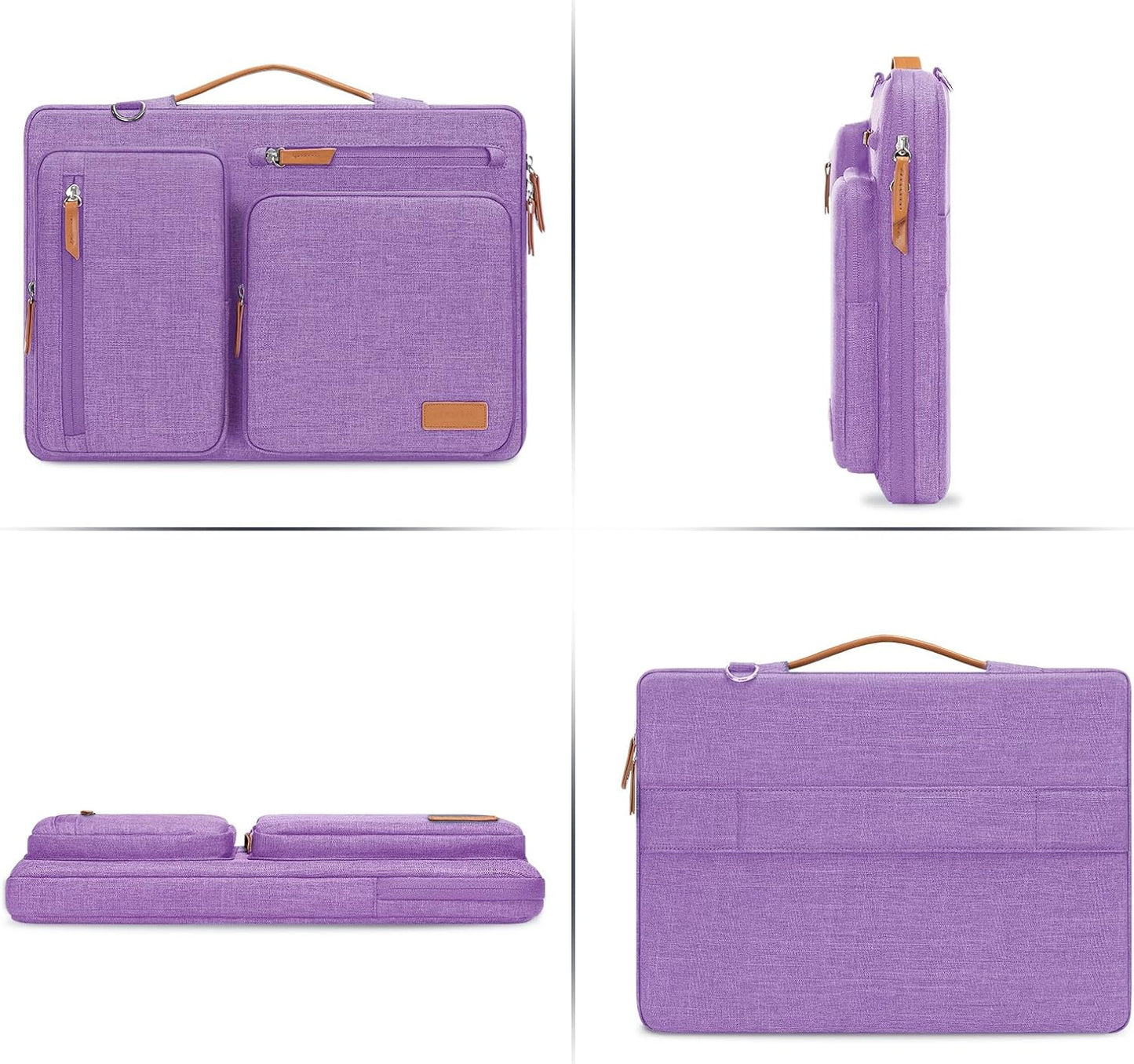MOSISO 360 Protective Laptop Shoulder Bag,13 inch Computer Bags Compatible with MacBook Air M4 M3 M2 M1 2025-2018/Pro 13 2025-2016,Side Open Messenger Bag with 4 Zipper Pockets, Lilac