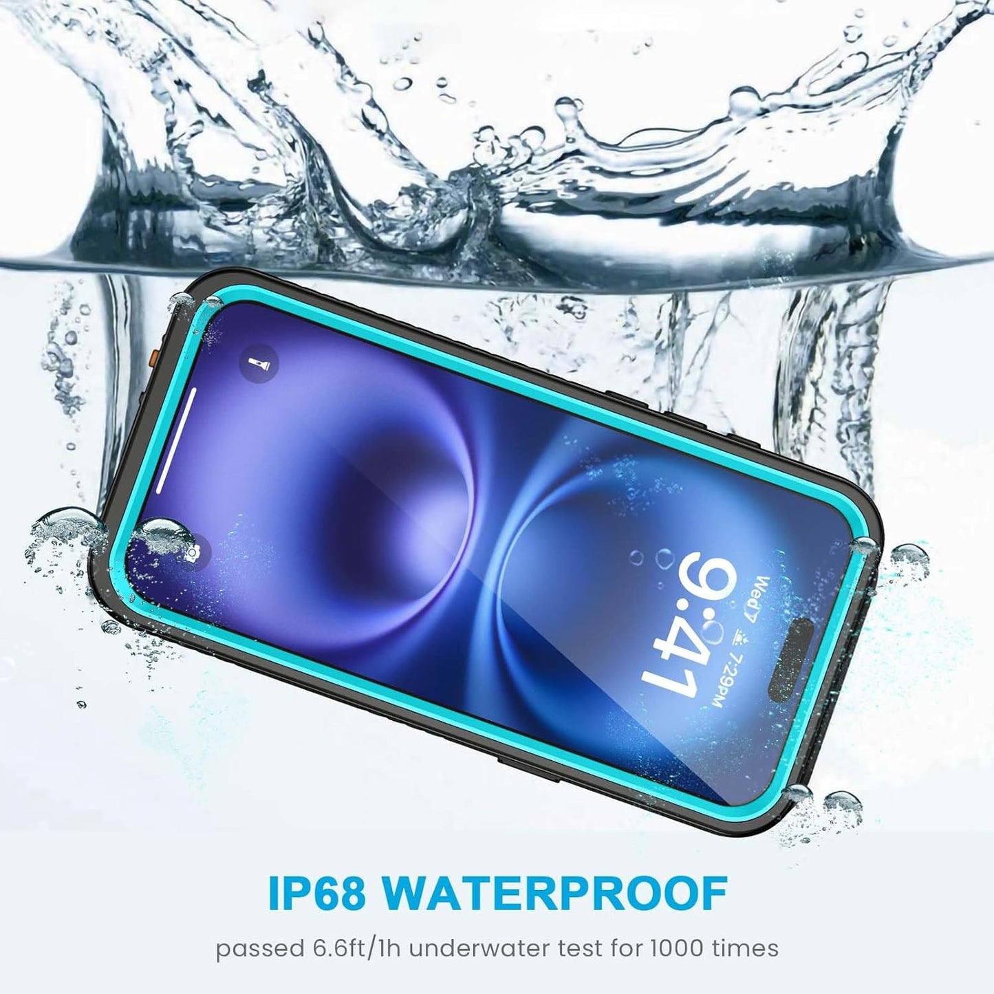 Lanhiem for iPhone 16 Case, IP68 Waterproof Dustproof Shockproof Cases with Built-in Screen Protector, 360 Full Body Protective Heavy Duty Rugged Phone Cover for iPhone 16-6.1 inch (Blue)