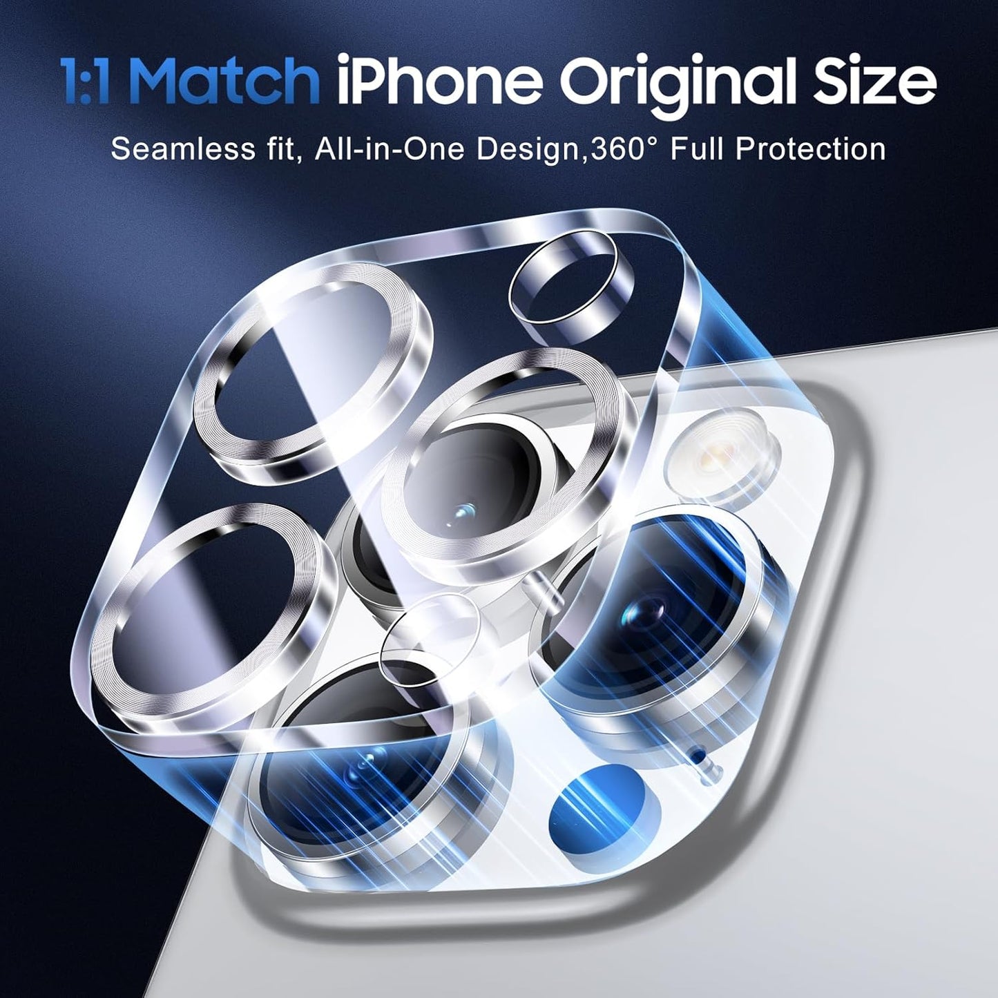 UniqueMe for 3 Pack iPhone 16 Pro/iPhone 16 Pro Max Camera Lens Protector - [Drop Protection] [Case Friendly] 9H Tempered Glass Camera Cover Screen [Update New Version] - Silver