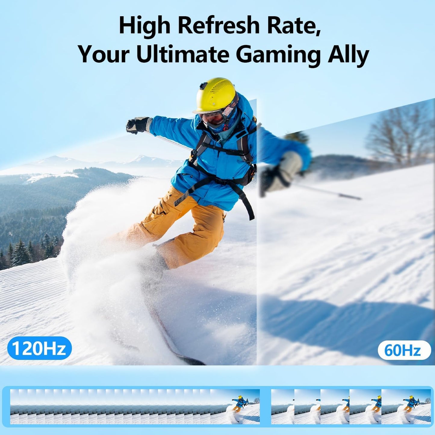 24'' Large Portable Monitor, FHD 120HZ 120% SRGB IPS USB-C HDMI Work Home Gaming Built-in Stand Speakers Second Monitor 1080P for Laptop, MacBook, Phones