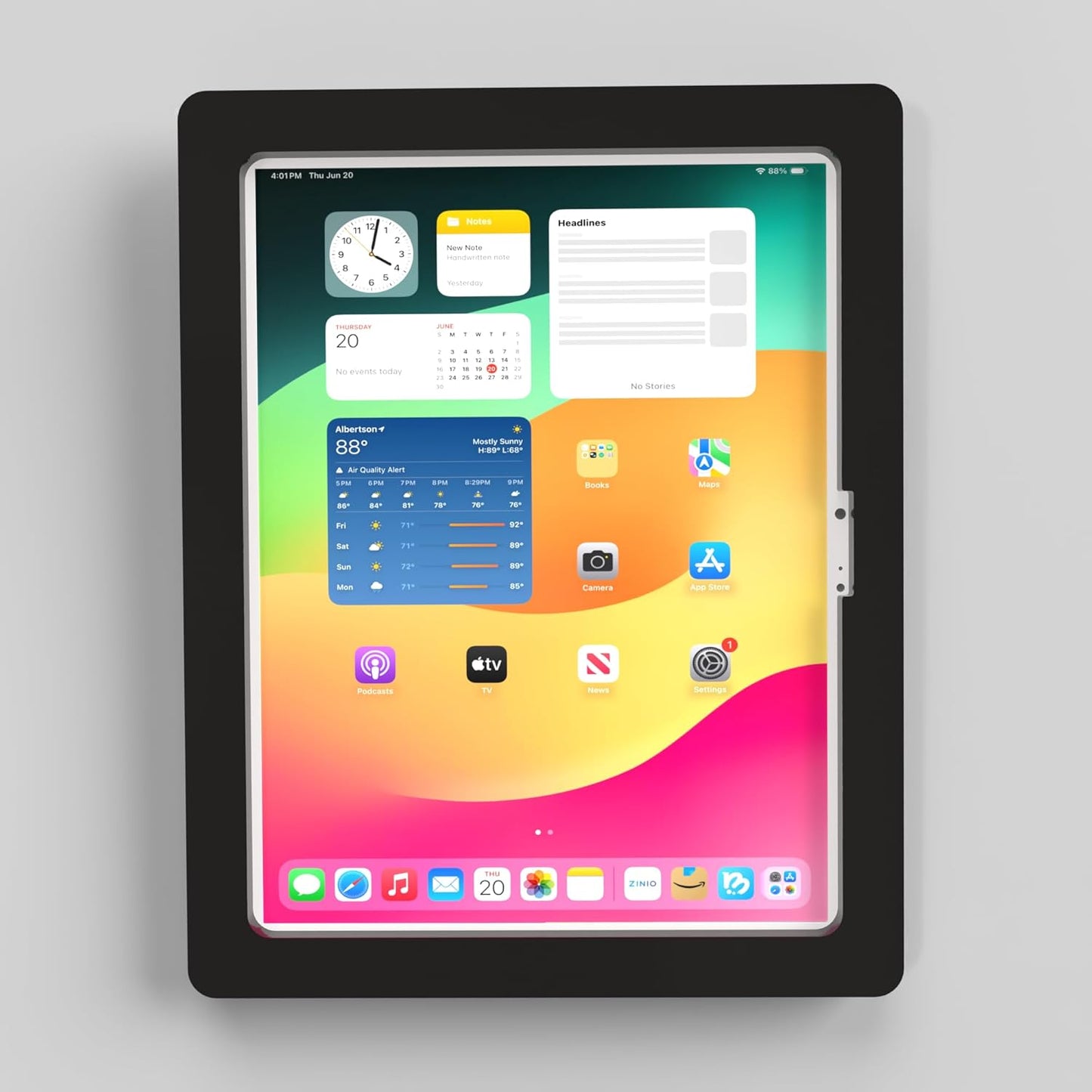 TABcare Anti-Theft Acrylic VESA Enclosure for Apple iPad Pro 13" 2024 with Free Wall Mount Kit & 90-Degree Angle USB C Cable (iPad Pro 13" 2024, Black)