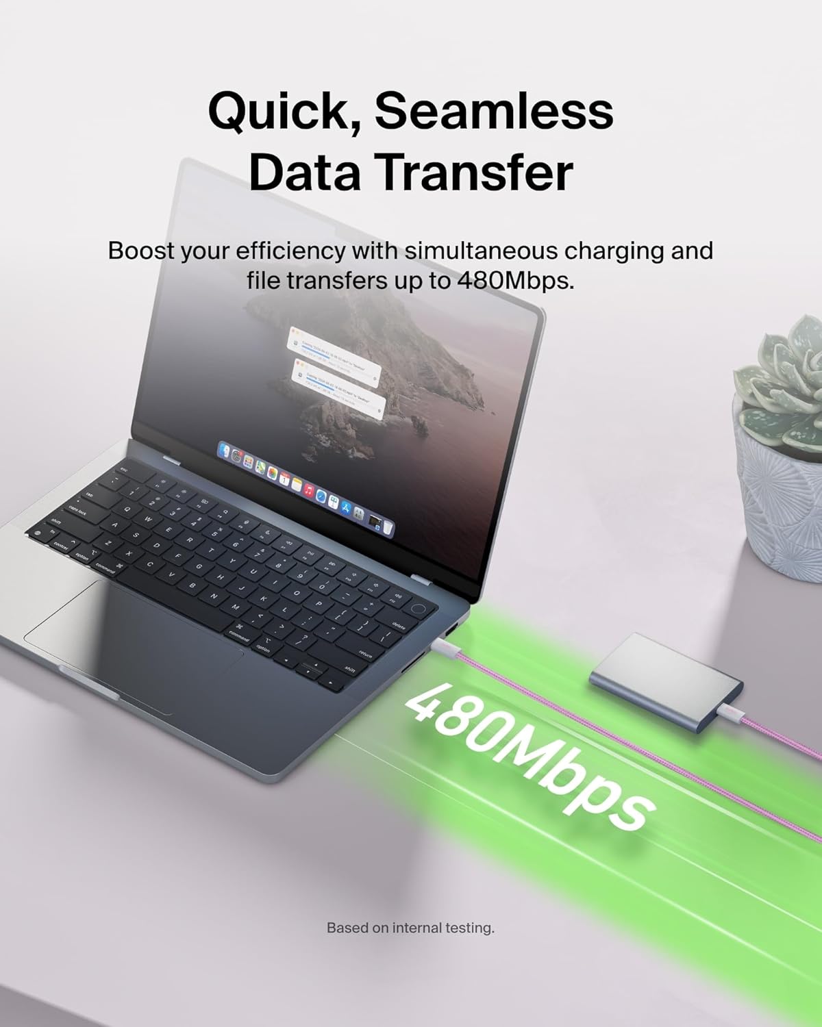 Belkin USB C to USB C Cable 2-Pack, 6.6ft, 60W - Type C Charger, iPhone Charger Cord, Soft, Braided, Flexible for iPhone 16, Galaxy S25, Pixel 9, Airpods, iPad Pro & More, Travel Essentials - Pink