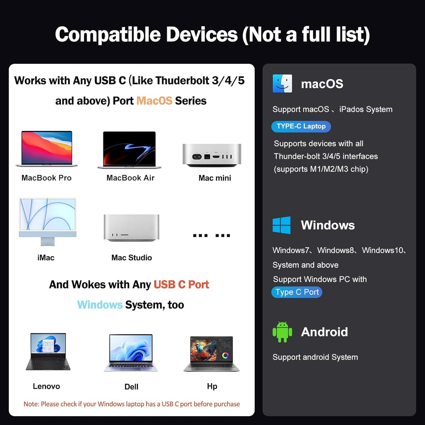 Mac Docking Station Dual Monitor 2 HDMI for MacOS and Windows Laptop Implement MST, Compatible MacBook Pro/Air M1/M2/M3/M4 Chips, Dual 4K Display for All USB C Computers