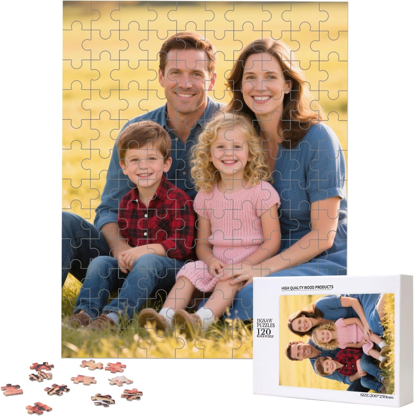 Custom Puzzle, Personalized Puzzle for Photos, Customized Puzzle 120/200/300/500/1000/1500 Pieces for Family, Christmas, Pet, Birthday, Wedding Gift