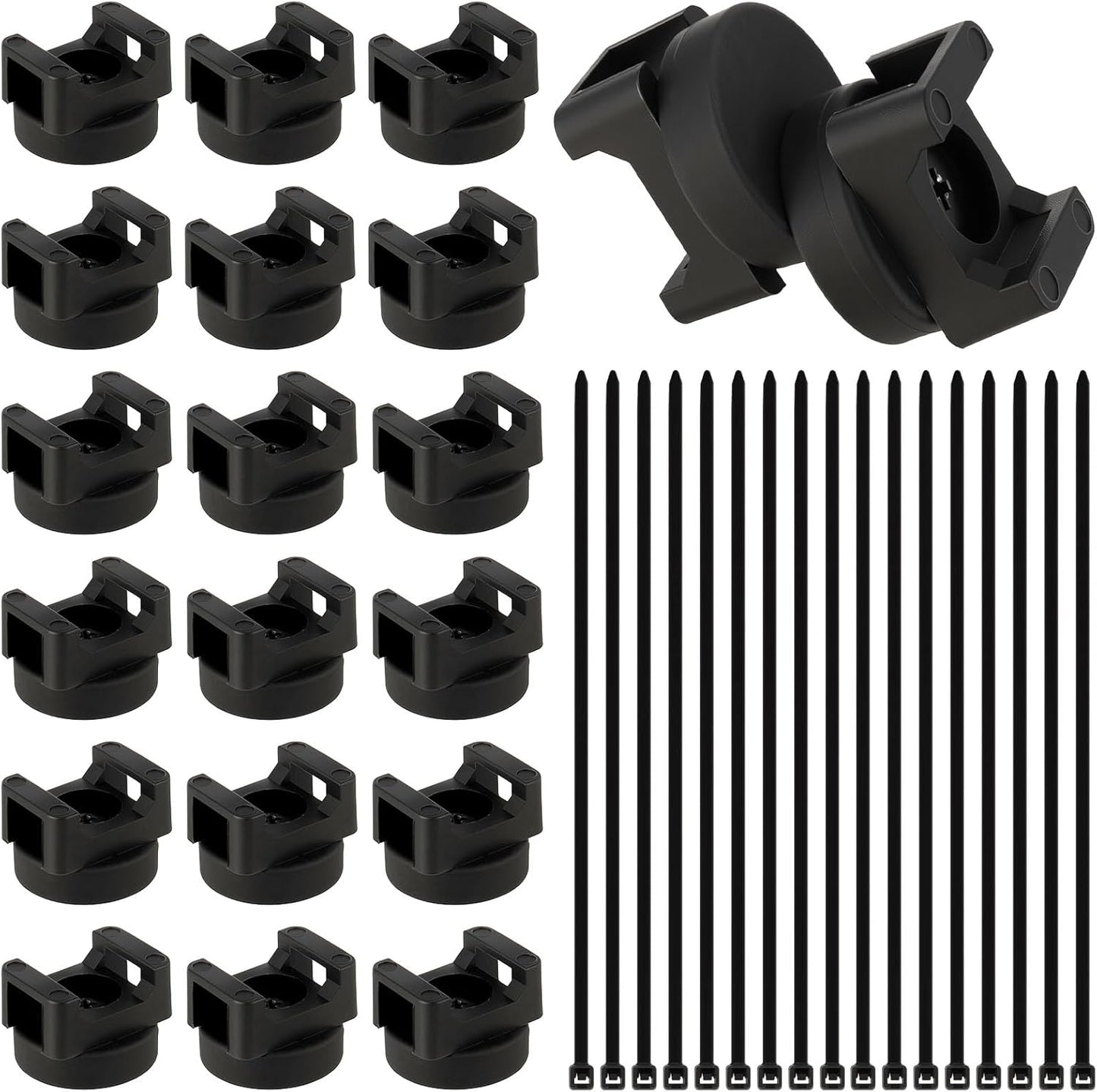Magnetic Cable Clips Zip Tie Mount Base, Include 20 Pcs 20mm Magnetic Wire Cable Holders with 100 Pcs Heavy Duty Zip, Multipurpose Cable Ties Management Base for Wire, Black