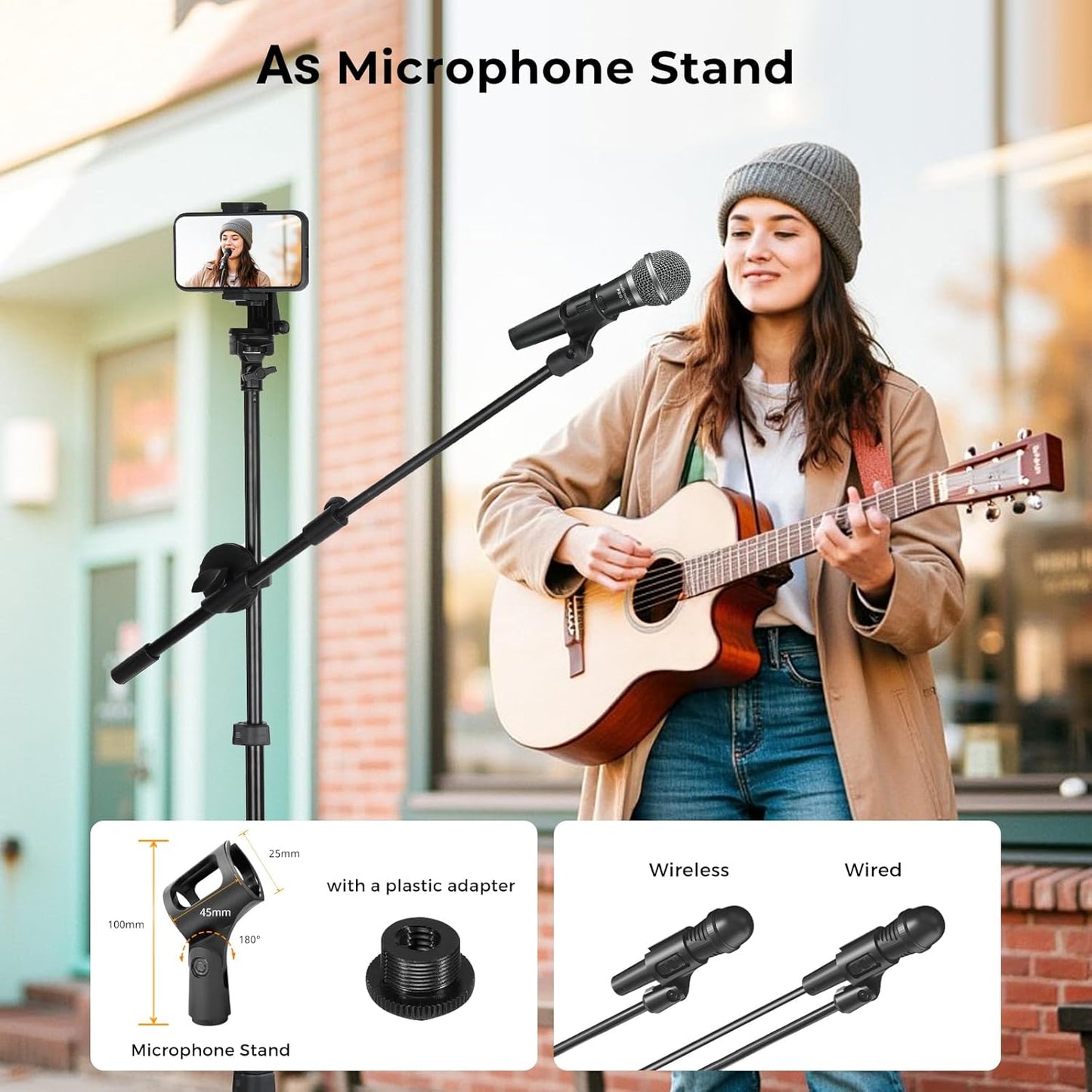 Aureday 12" Overhead Ring Light with Stand, Dimmable Ringlight with Phone & Mic Holder, 62" Adjustable Tripod for Video Recording, Live Streaming, Tiktok, YouTube, Makeup, Cooking