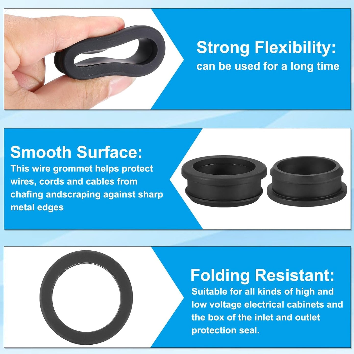 PATIKIL 38.6mm / 1-1/2 Inch Drill Hole,1-1/4 Inch ID Rubber Grommets, 3Pcs Top Hat Grommet for Wiring Eyelet Ring Gasket Automotive Firewall Cable Hole Plugs Wires Protection, Black