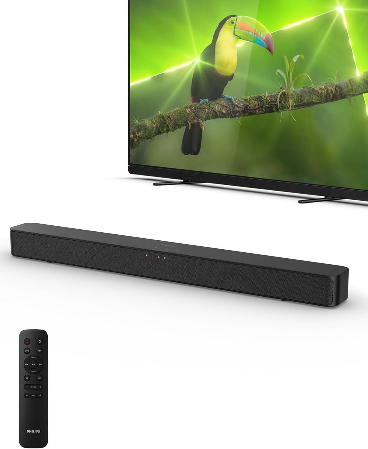 Philips B4000 Soundbar for TV, 2.0 Channel Sound, BT LE Audio, Easy Setup, EasyLINK, Roku TV Ready, Remote Control