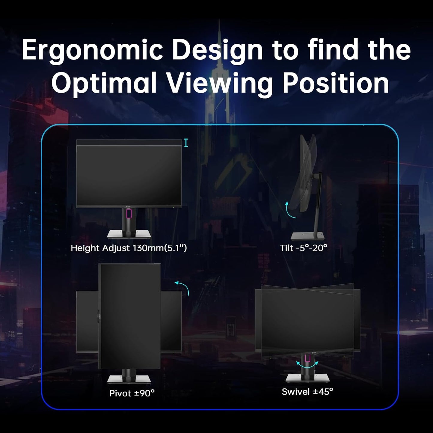 KTC 27" 4K UHD 144Hz Gaming Monitor - Fast IPS Panel 160Hz 1ms GTG, HDR400 132% sRGB, HDMI2.1/DP1.4, VESA Mount, Height/Tilt/Pivot/Swivel Stand, Vertical Monitor Ideal for Gamers, Designers