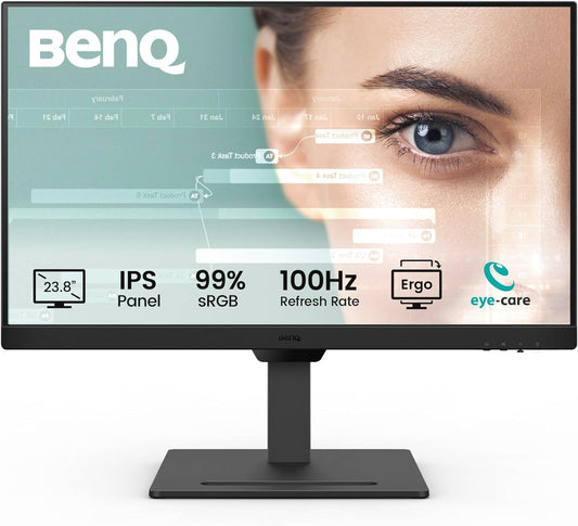 BenQ GW2490T 24" Monitor 100Hz FHD 1920x1080p | IPS | Vertical Monitor | Eye-Care | Thin Bezel | Height & Tilt Adjustable | DisplayPort | HDMI x2